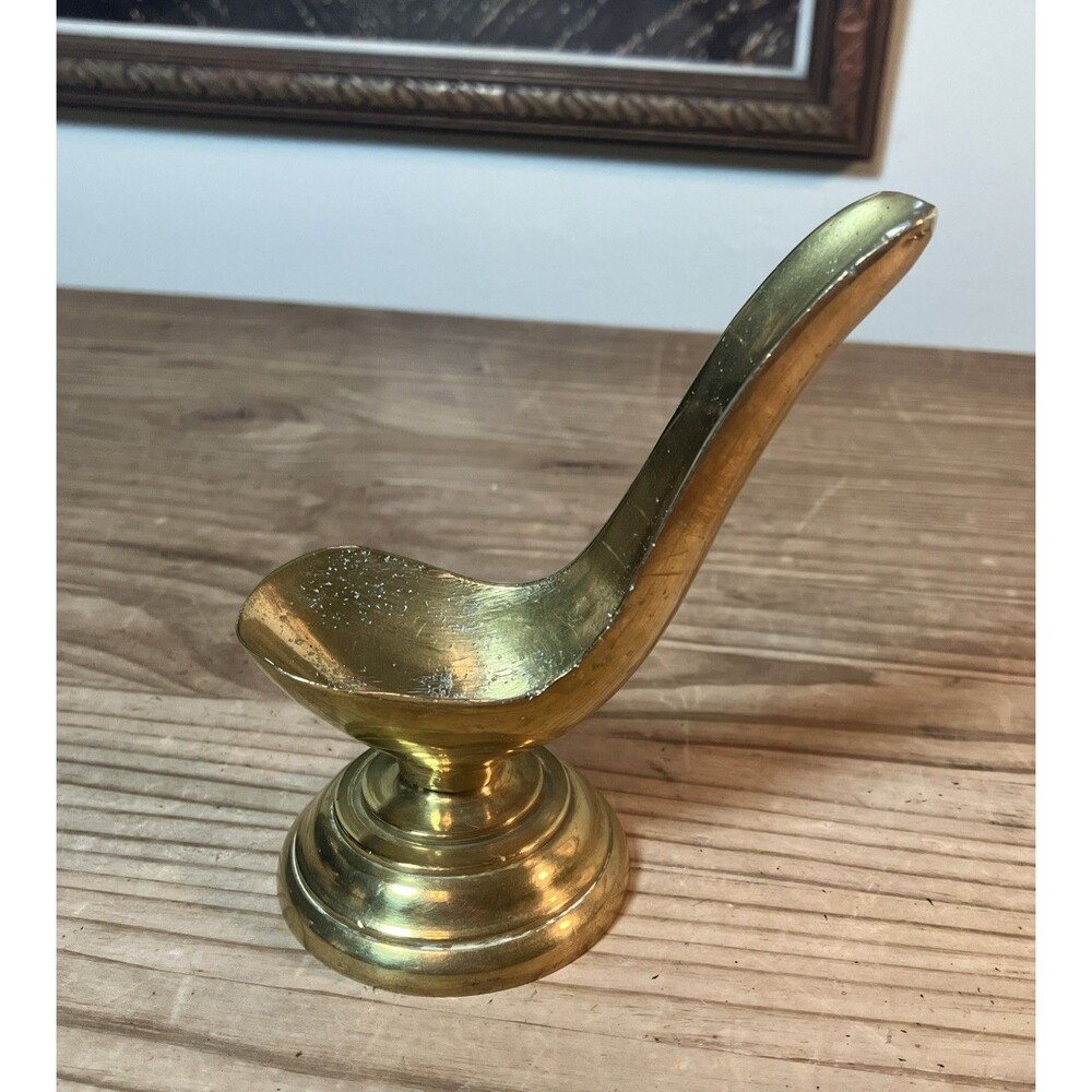 Vintage Solid Brass Tobacco Pipe Stand Rest Display Classic Not Marked